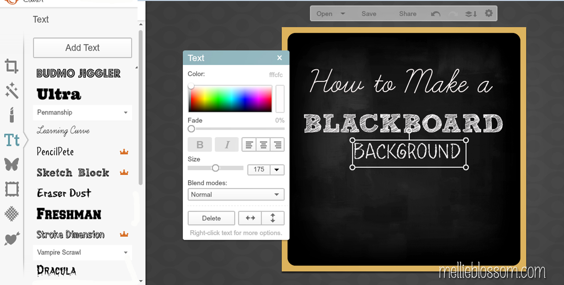 How to Make a Blackboard Background in PicMonkey mellie blossom