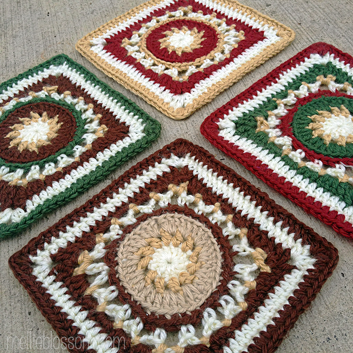 January Crochet Along Squares- mellieblossom.com